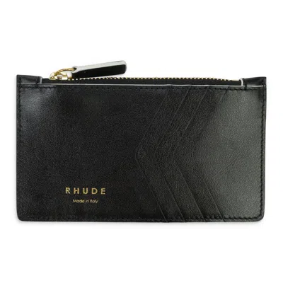 Rhude Black Card Holder Wallet
