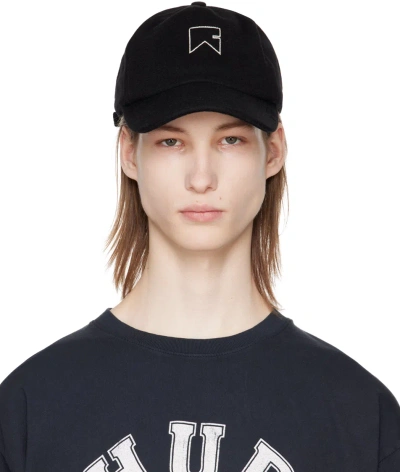 Rhude Black Cashmere Chevron Logo Cap