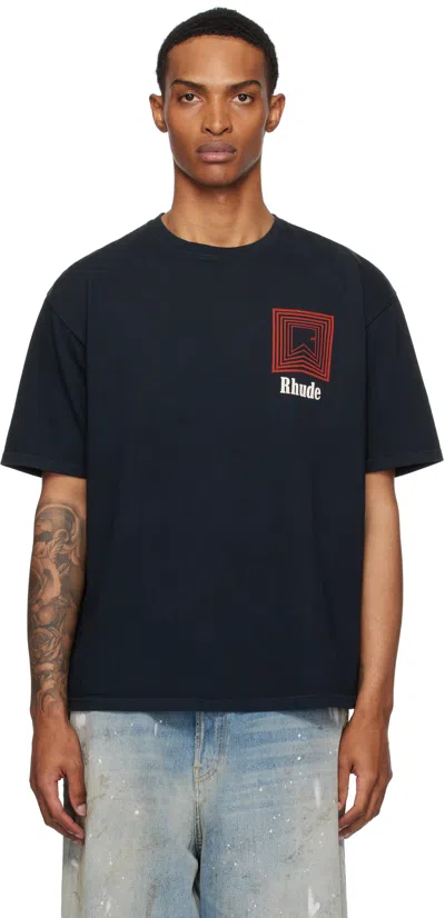 Rhude Black Chevron Logo Repeat T-shirt