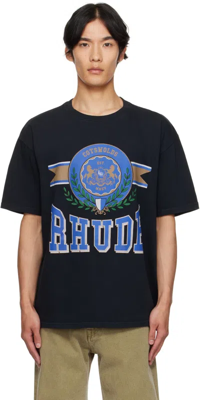 RHUDE BLACK 'COTSWOLD' CREST T-SHIRT