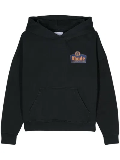 RHUDE BLACK COTTON GRAND CRU HOODIE FOR MEN FROM SS24 COLLECTION