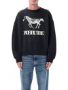Rhude Black Crewneck Pullover In Black