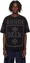 Rhude Black 'deix' Shield Oversized T-shirt In Black