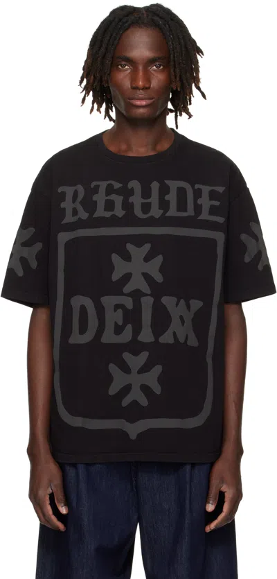 Rhude Black 'deix' Shield Oversized T-shirt