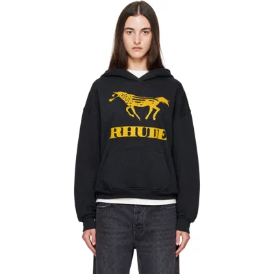 Rhude Black Dinero Hoodie In 6185vintage Black /