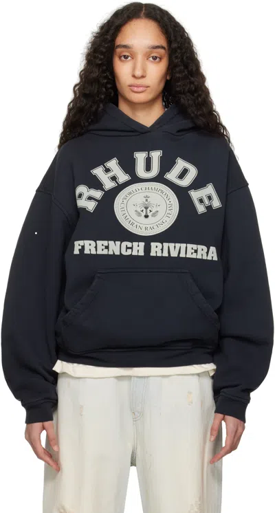 Rhude Black 'french Riviera' Hoodie In 2306 Vtg Black