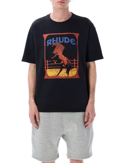 RHUDE BLACK GRAPHIC T-SHIRT