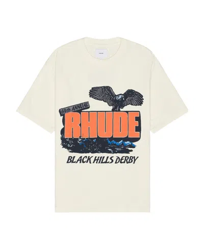 Rhude Black Hills Rally Cotton T-shirt In White