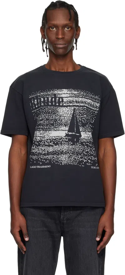 RHUDE BLACK 'LAGO TRASIMENO' T-SHIRT