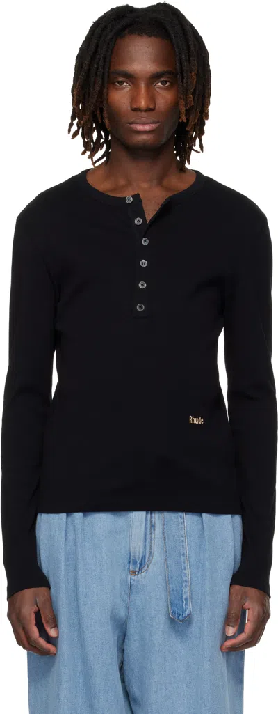 Rhude Black Logo Ls Henry Shirt