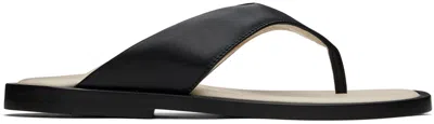 Rhude Black Lounge Thong Flip Flops In Black/cream
