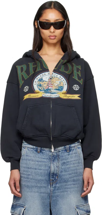 Rhude Black Monaco Regatta Full-zip Hoodie