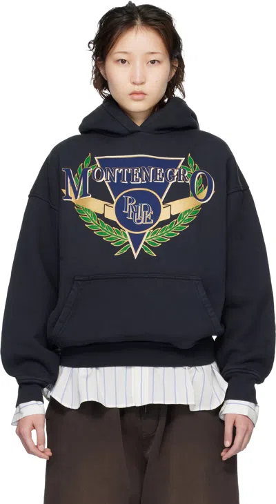 Rhude Black Montenegro Regatta Hoodie In Blue