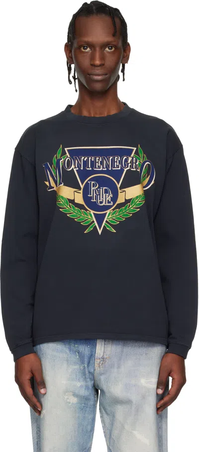 Rhude Black Montenegro Regatta Ls T-shirt In Multi