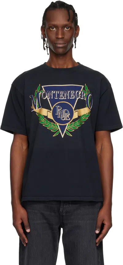 Rhude Montenegro Regatta Printed Cotton T-shirt In Black