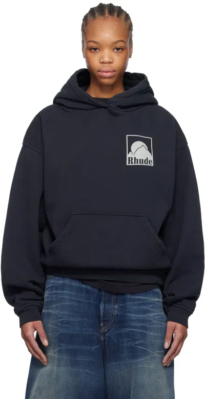 Rhude Black Moonlight Badge Hoodie In 2306 Vtg Black