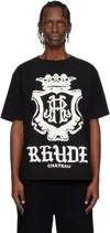 Rhude Black Oversized Chateau Crest T-shirt In Black