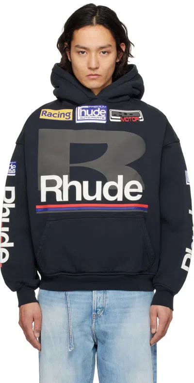 Rhude Black Petrol Patch Hoodie