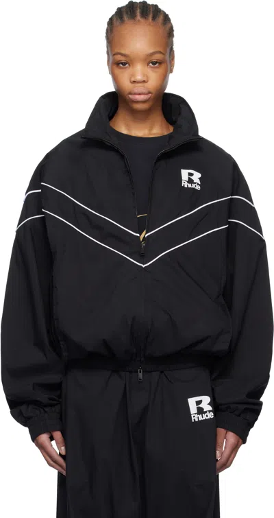 Rhude Black Piping Raglan Track Jacket In 0015 Black