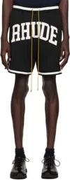RHUDE BLACK 'RHUDE' COLLEGIATE BASKETBALL SHORTS