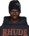 Rhude Black '' Cross Beanie In Black/blue