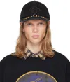 Rhude Cross Denim 6-panel Hat In Black