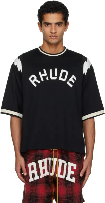 Rhude Lightning Ringer T-shirt In Black