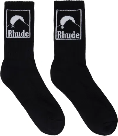 Rhude Black '' Moonlight Badge Socks In Black/white