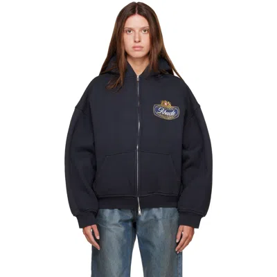 Rhude Black ' Safari Crest' Zip-up Hoodie In 6500 Vintage Black /