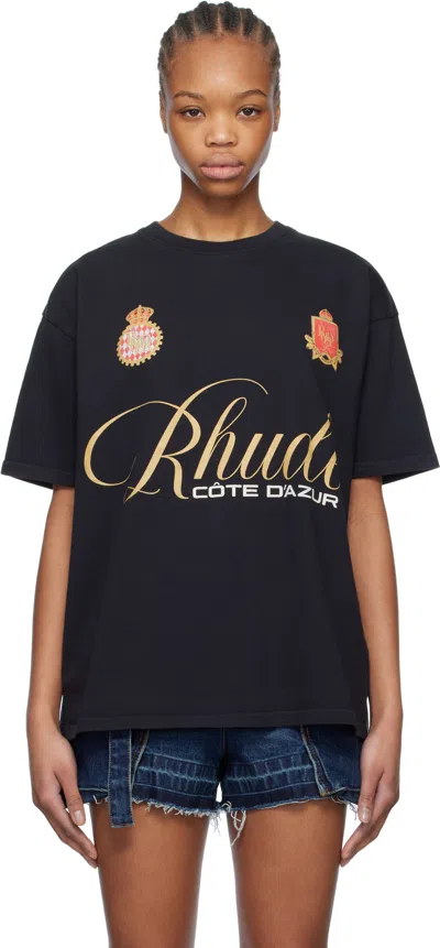 Rhude Black '' Script Crest T-shirt In 2306 Vtg Black