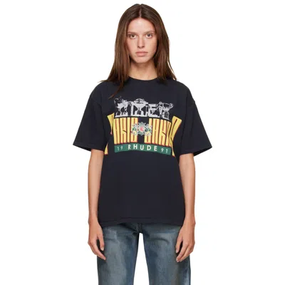 Rhude Black ' Trofeo' T-shirt In 6384 Vintage Black /