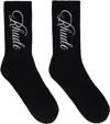 Rhude Black '' Vertical Script Socks In Black/white