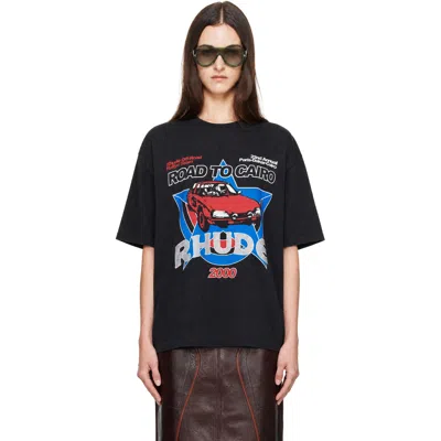 Rhude Black 'road To Cairo' T-shirt In 6195vintage Black /