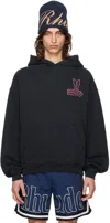 Rhude Logo Hooded Sweater In Vtg Black