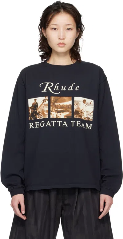 Rhude Black Usvi Regatta Tour Ls T-shirt