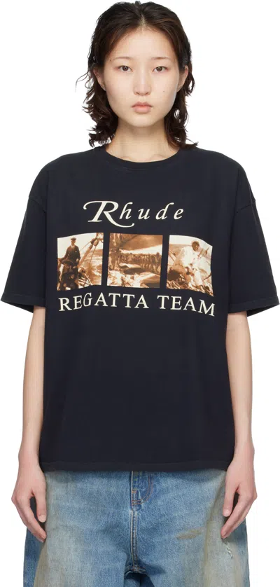 Rhude Black Usvi Regatta Tour T-shirt In Blue