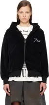 Rhude Black Velour Classique Zip-up Hoodie In Black
