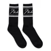 Rhude Black/white Script Logo Socks In Black