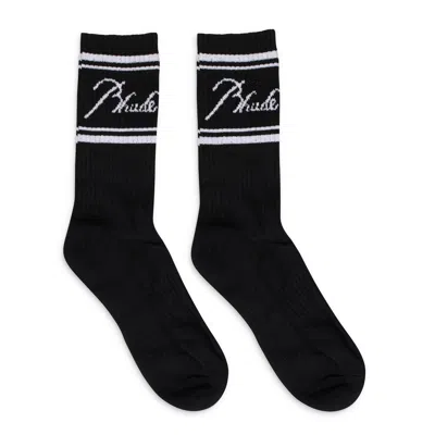 Rhude Black/white Script Logo Socks