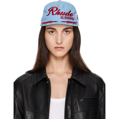 Rhude Blue 'al-qahirah' Souvenir Cap In 8631baby Blue / Red
