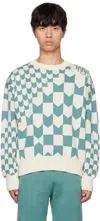 Rhude Racing Monogram-intarsia Jumper In Ivory & Sage