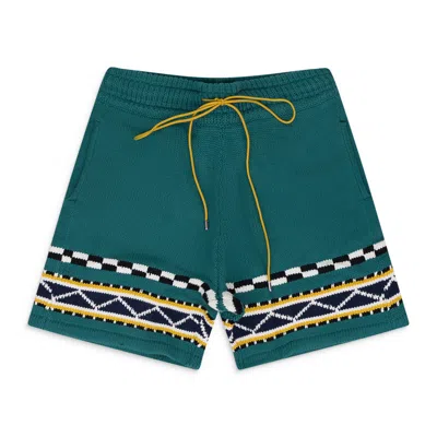 Rhude Blue Bateau Knit Shorts In Green