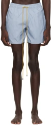 Rhude Blue Embroidered Swim Shorts In Blue