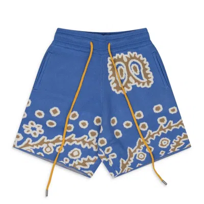 Rhude Blue Knit Bandana Shorts