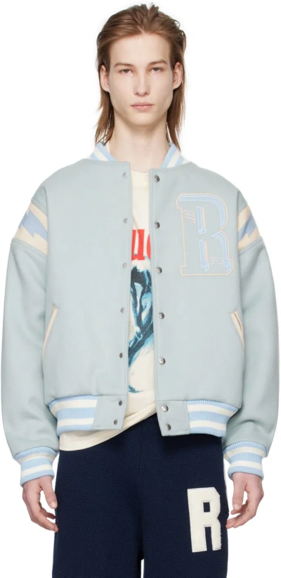 Rhude Blue Lightning Bomber Jacket In Light Blue