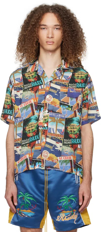 Rhude Graphic Print T-shirt With Patch Pocket In Multicolour