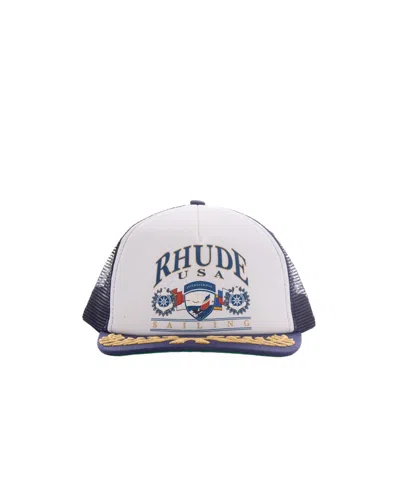 Rhude Usa Sailing Icon Trucker Hat In Blue