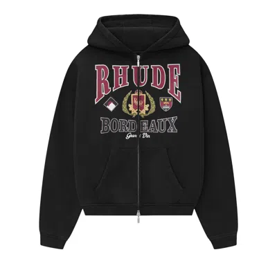 Pre-owned Rhude Bordeaux Grand Vin Zip Up Hoodie 'vintage Black' | Men's Size L