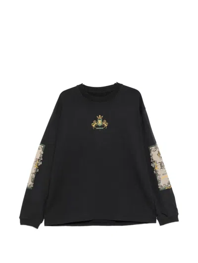 Rhude Bordeaux Reserve Graphic-print Long-sleeve T-shirt In Black