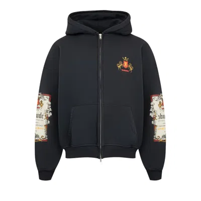Pre-owned Rhude Bordeaux Reserve Zip-up Hoodie 'vintage Black/white/red' | Men's Size L